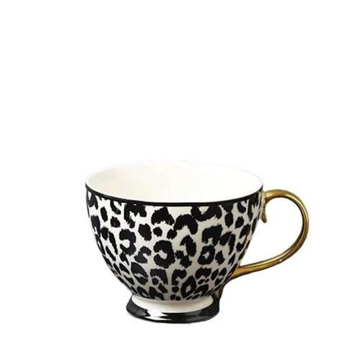 Šolja sa šarama LEOPARD i zlatnom drškom 