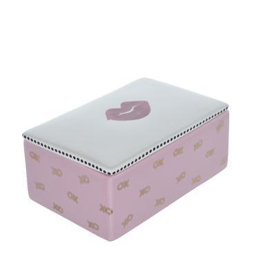Kutija za nakit i sitnice - pink/zlatna : LIPS 