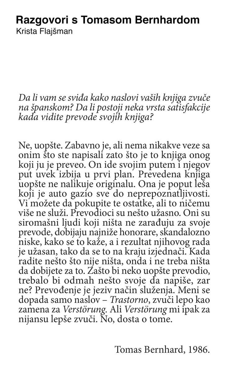 RAZGOVORI SA TOMASOM BERNHARDOM 