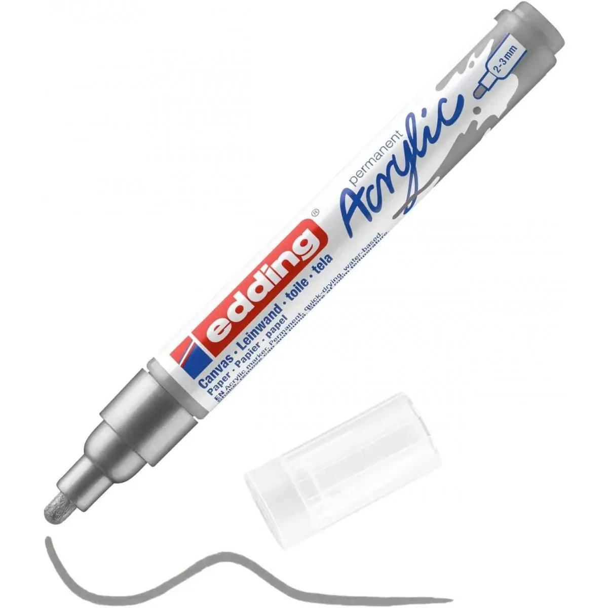 AKRILNI MARKER E-5100 MEDIUM 2-3MM OBLI VRH EDDING SREBRNA 