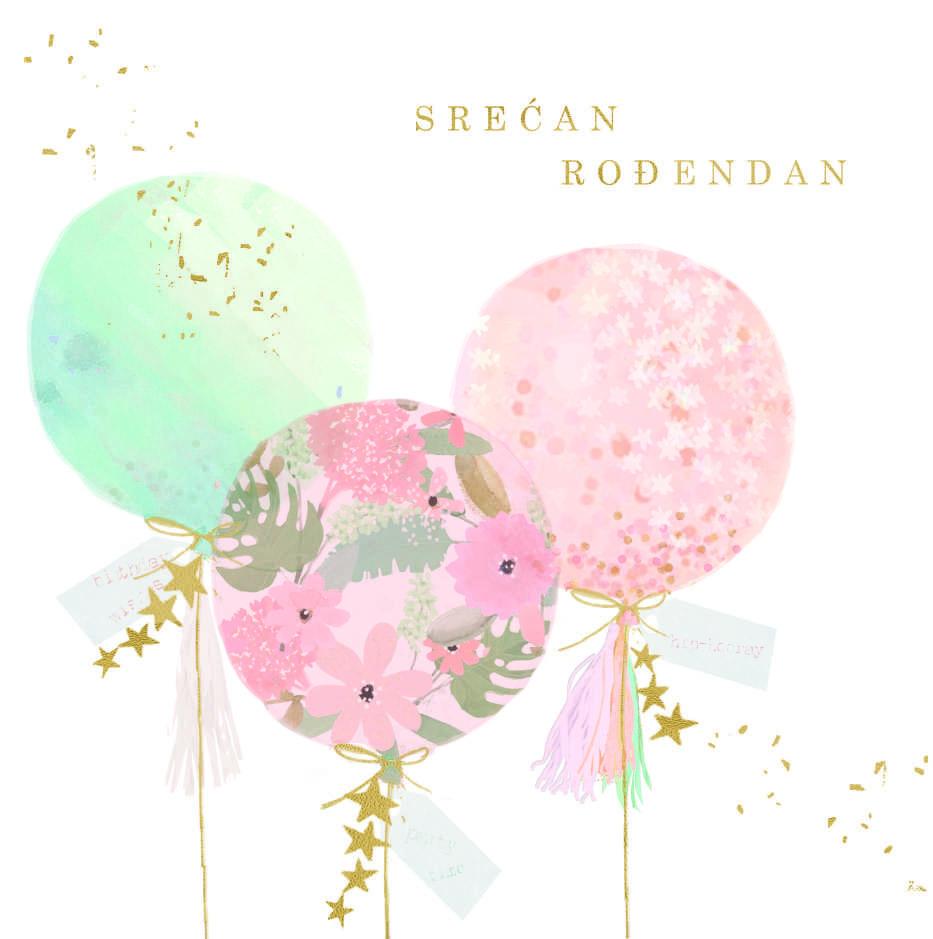 Čestitka SREĆAN ROĐENDAN -PASTELNI BALONI 