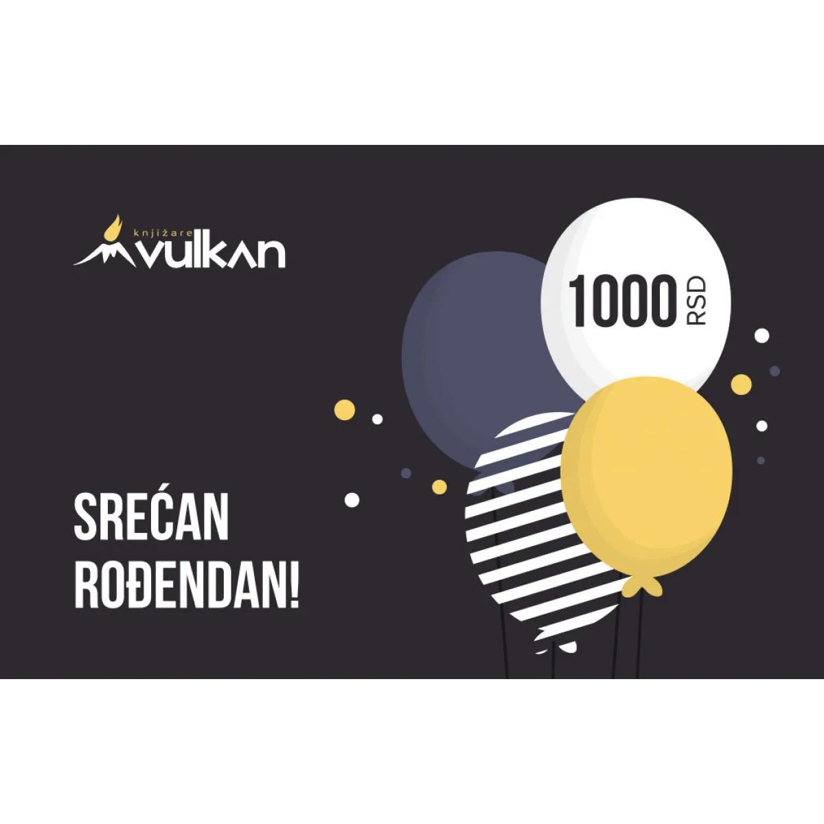 GIFT KARTICA / VAUČER Srećan rođendan Crna baloni 1000 
