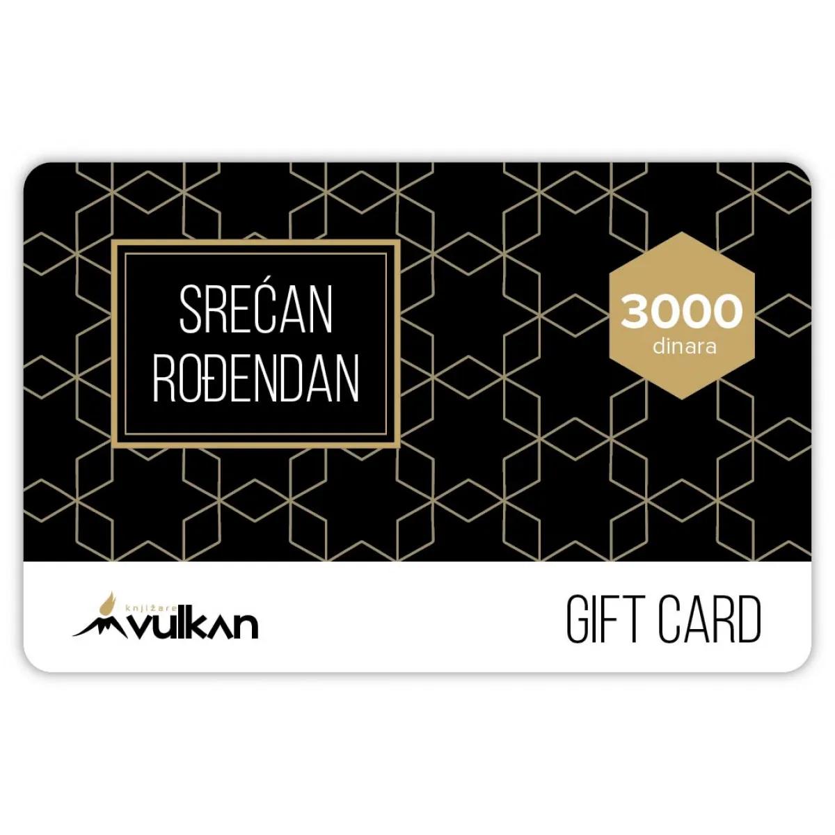 GIFT KARTICA / VAUČER Srećan rođendan Crna Heksagon 3000 
