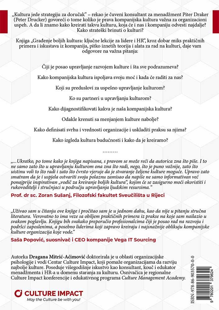 GRAĐENJE BOLJIH KULTURA: Ključne lekcije za lidere i HR 