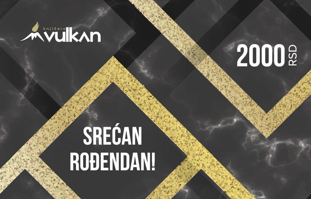 GIFT KARTICA / VAUČER Srećan rođendan - crna kvadrat 2000 