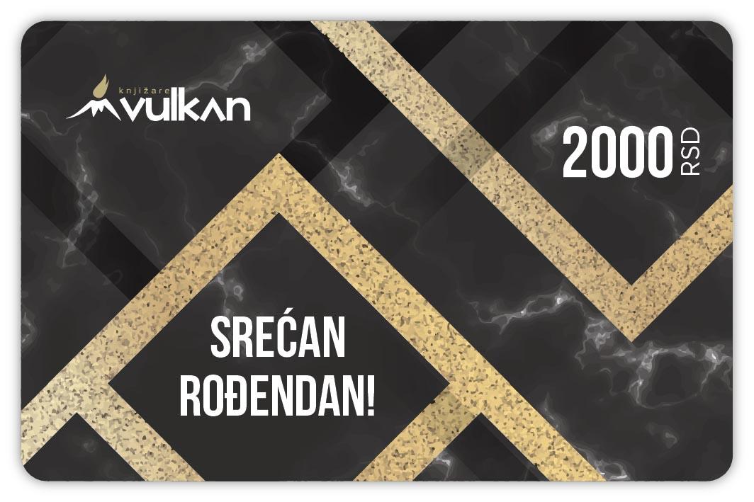 GIFT KARTICA / VAUČER Srećan rođendan - crna kvadrat 2000 