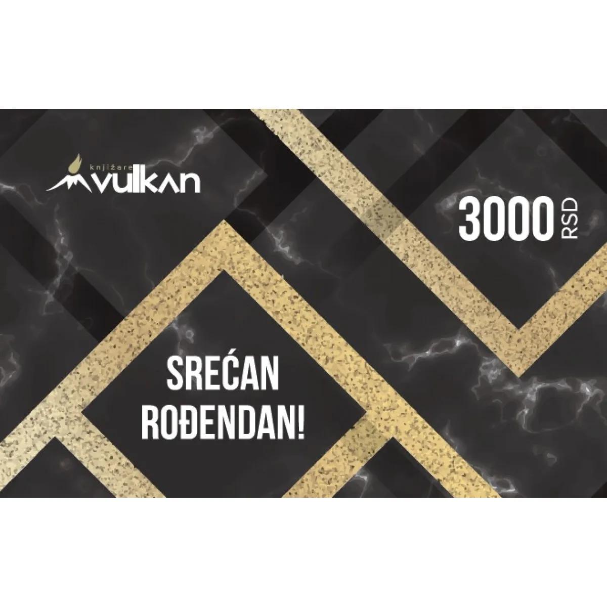 GIFT KARTICA / VAUČER Srećan rođendan - crna kvadrat 3000 