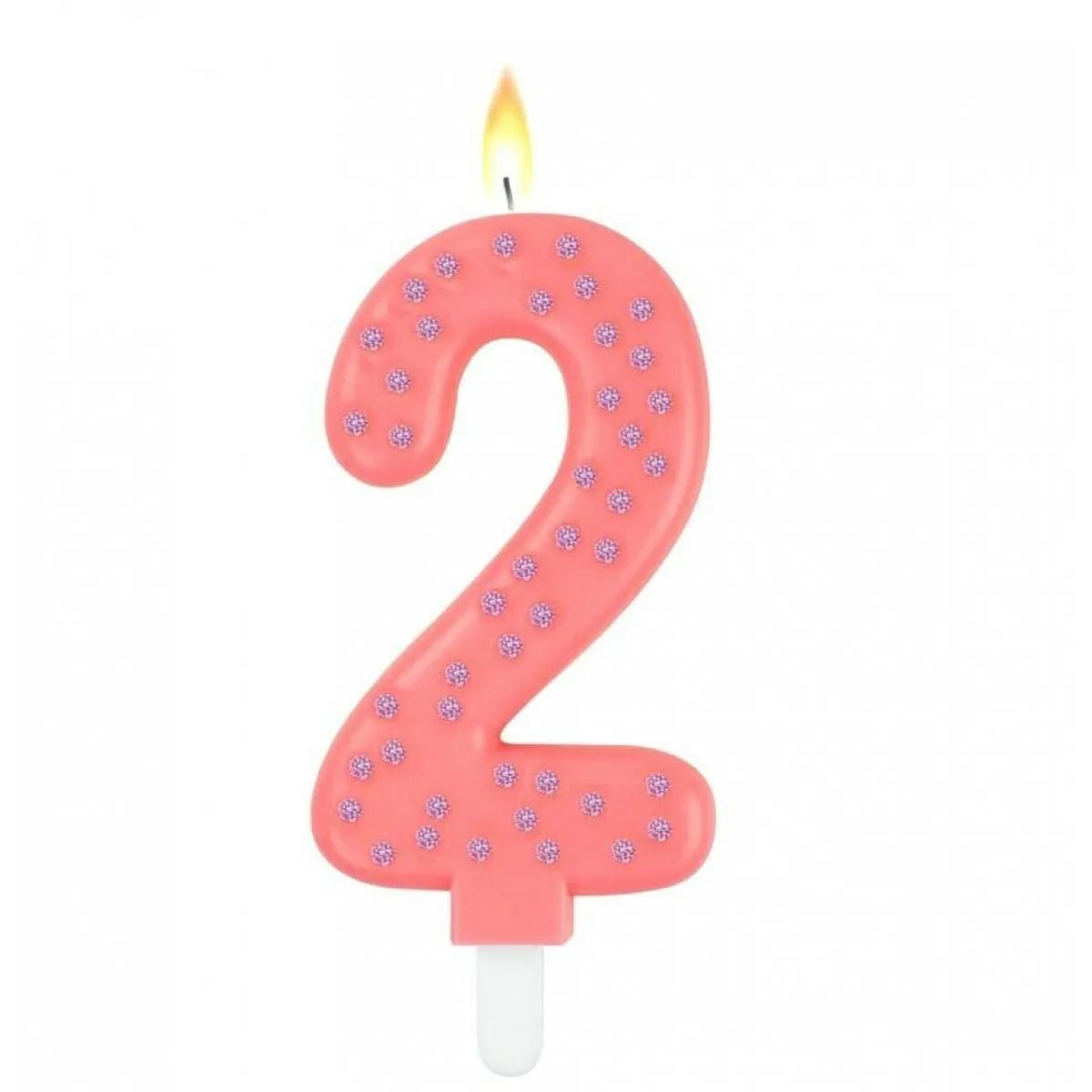 Rođendanska svećica BROJ 2 PINK 