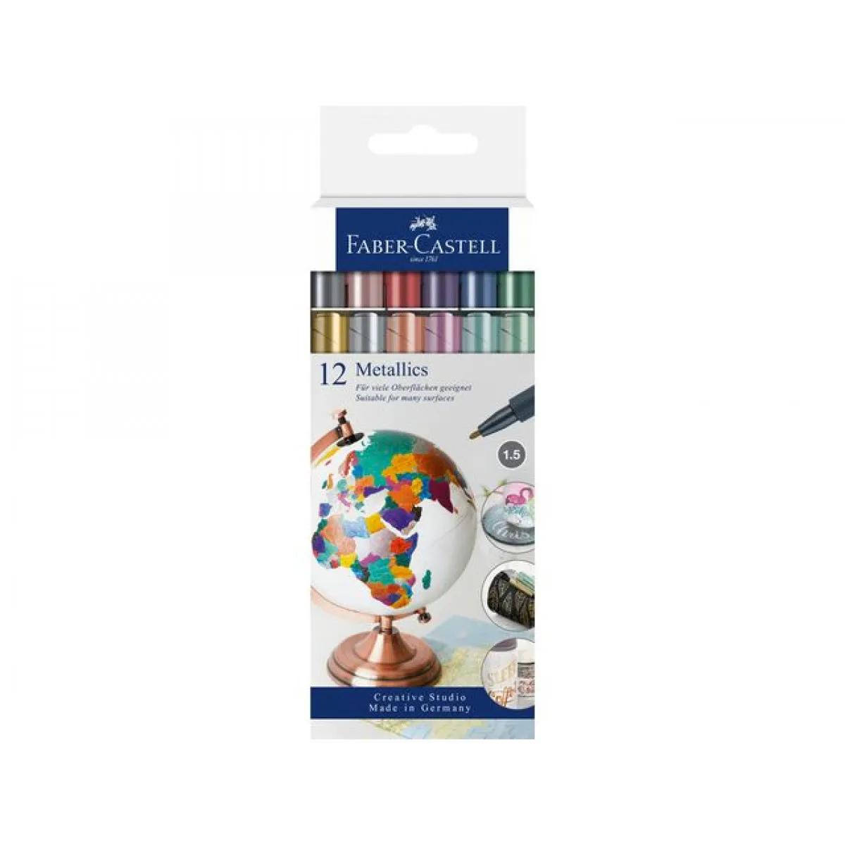 FABER CASTELL flomasteri 1/12 METALIK 
