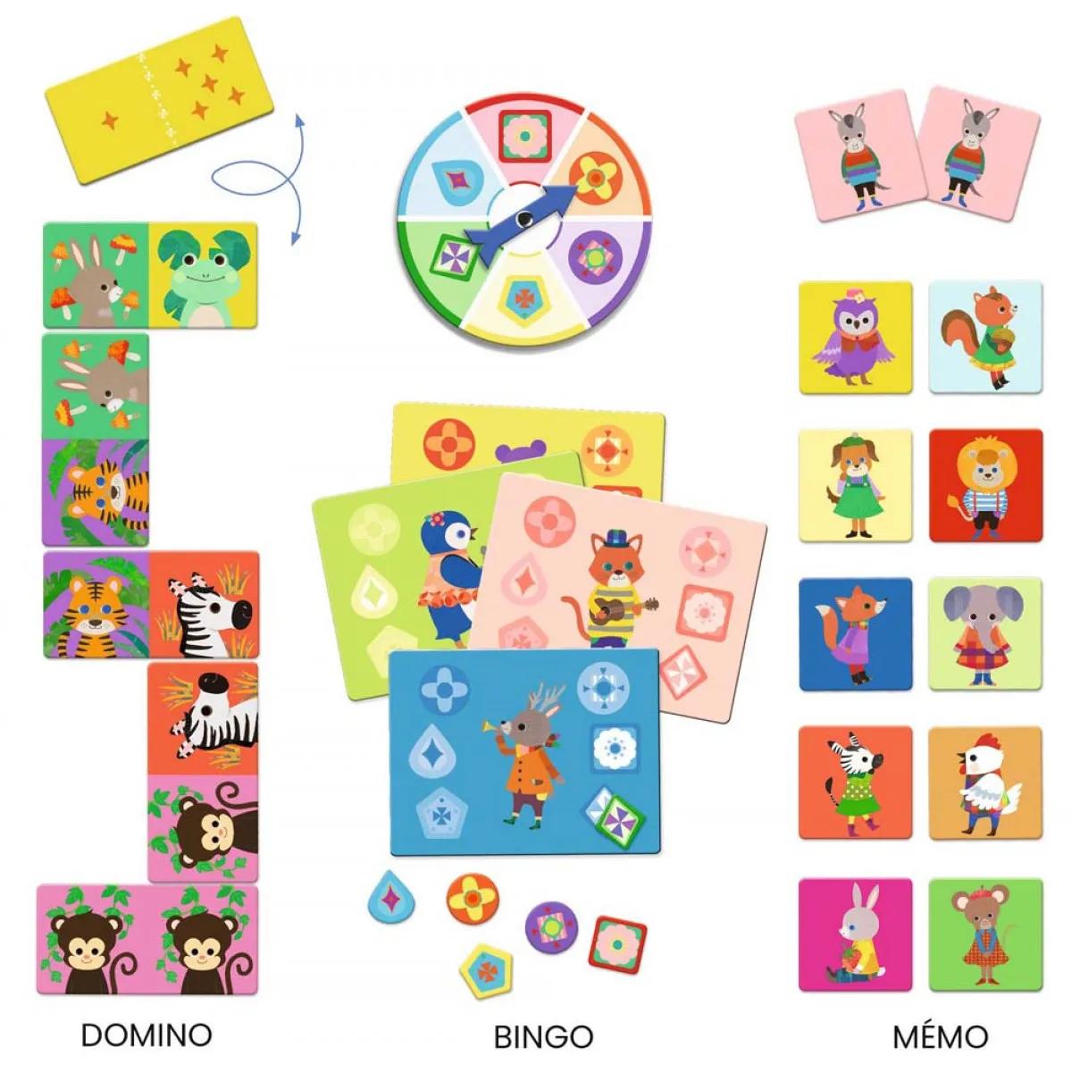 Set tri društvene igre LOTO, DOMINO, BINGO 