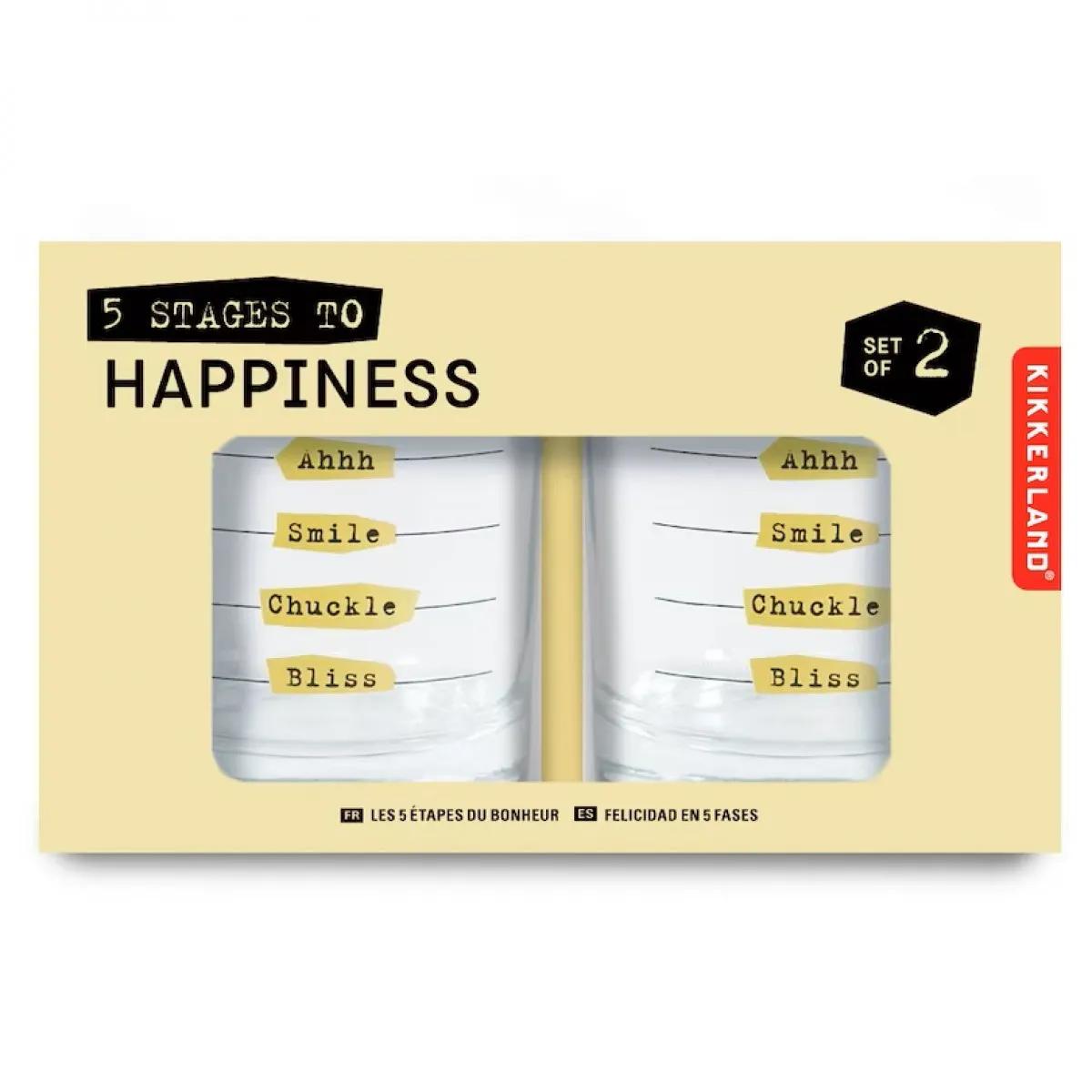 Staklene čaše FIVE STAGES TO HAPPINESS 