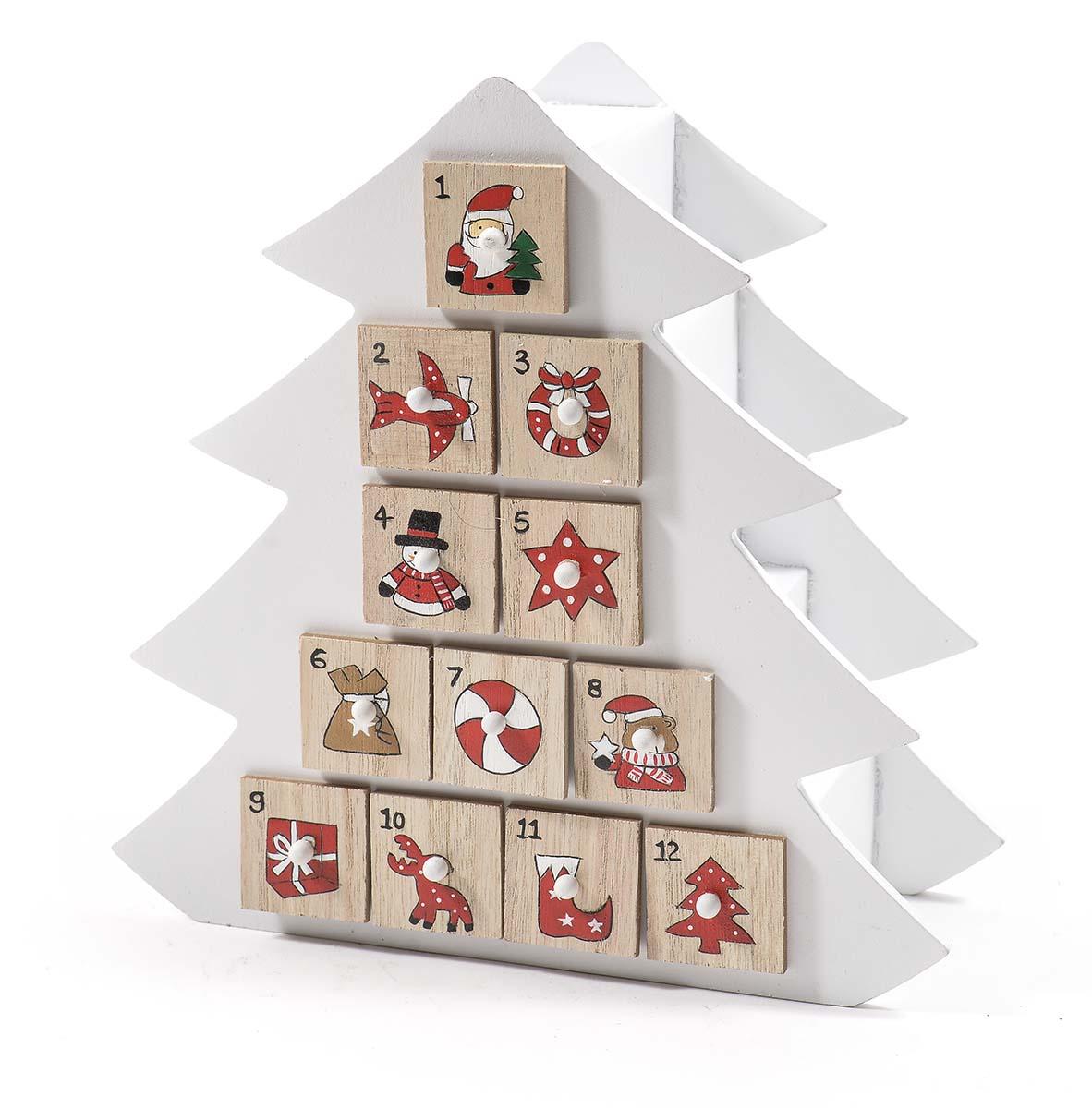 Dekoracija WOODEN TREE ADVENT CALENDAR 22cm Knjižare Vulkan