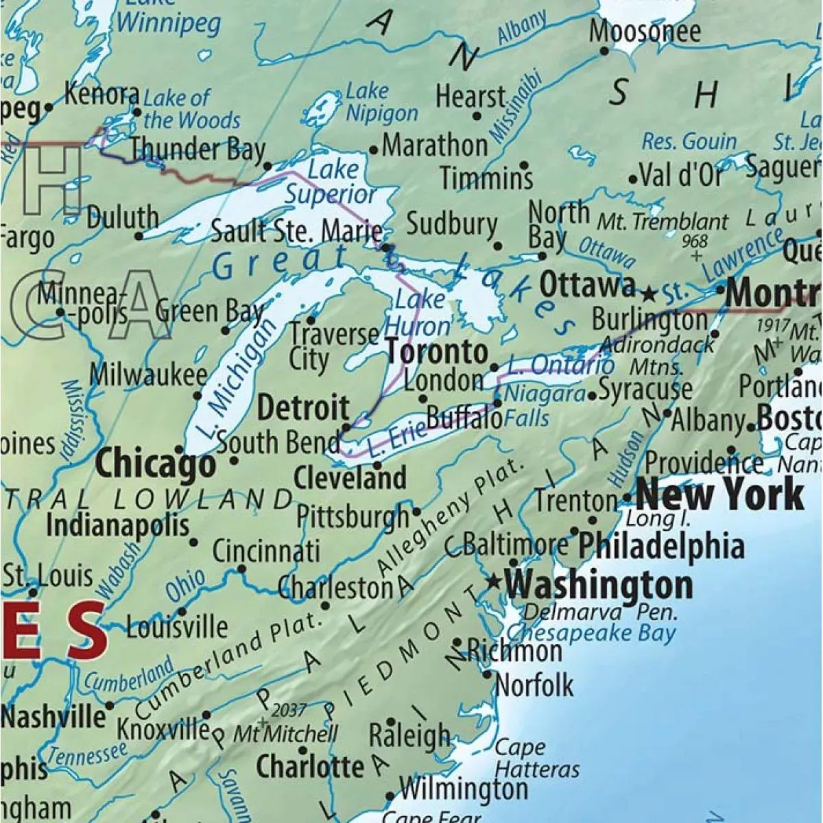 Zidna karta TOPOGRAFSKA - SVET 