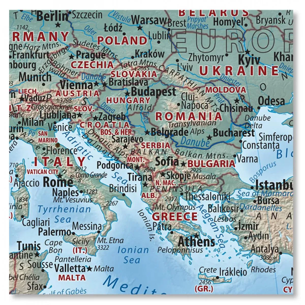 Zidna karta FIZIČKA - SVET 