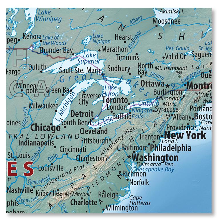 Zidna karta FIZIČKA - SVET 