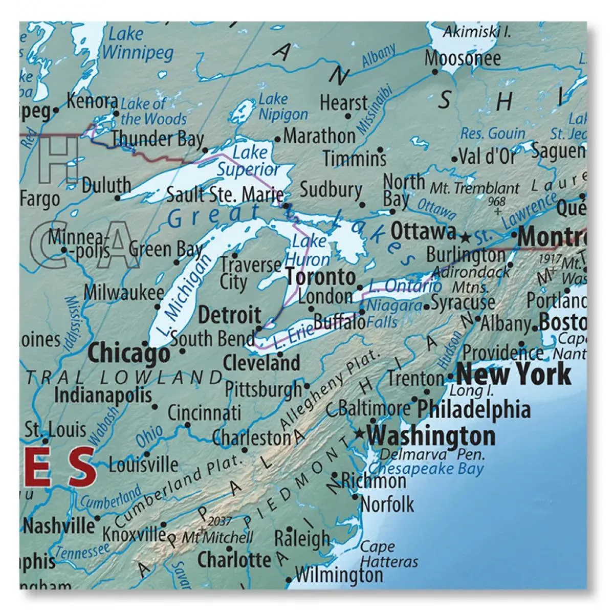 Zidna karta FIZIČKA - SVET 