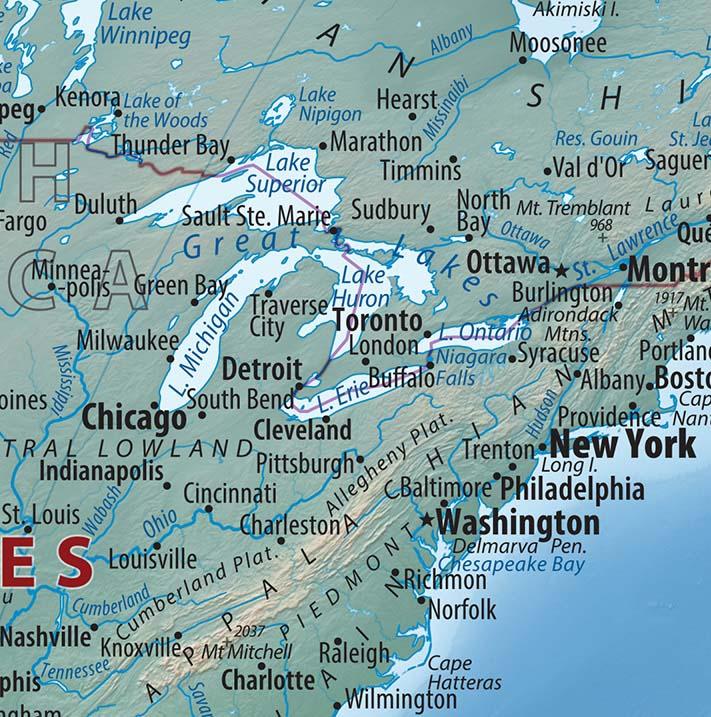 Zidna karta FIZIČKA - SVET 