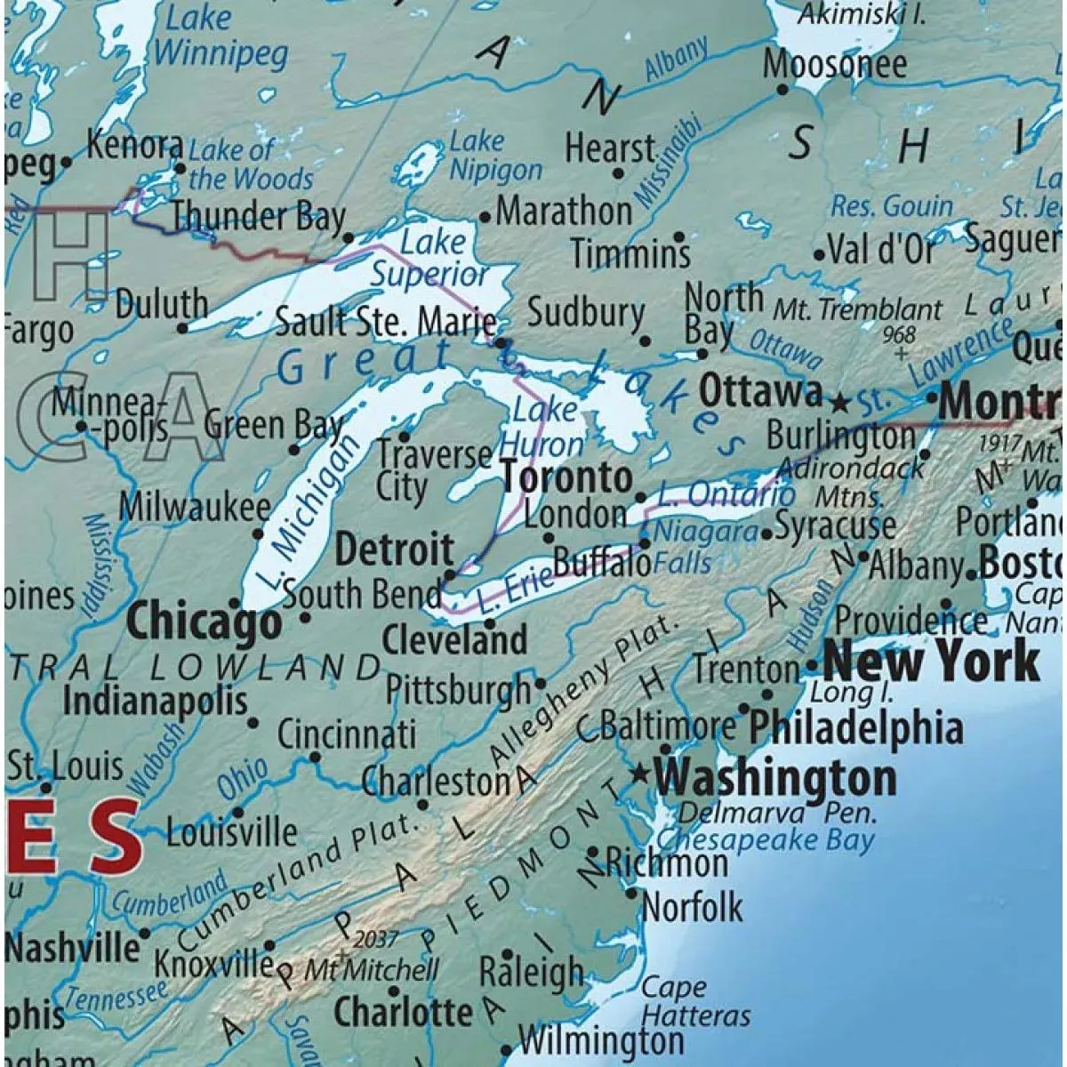 Zidna karta FIZIČKA - SVET 