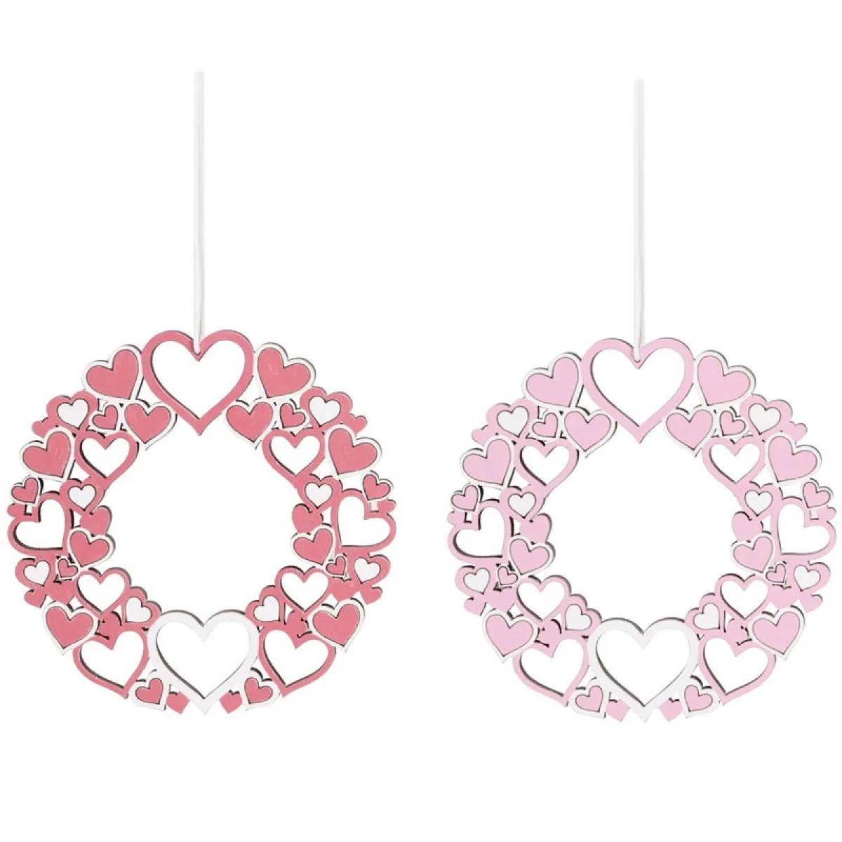 Dekoracija drveni venčić SRCA 10cm 