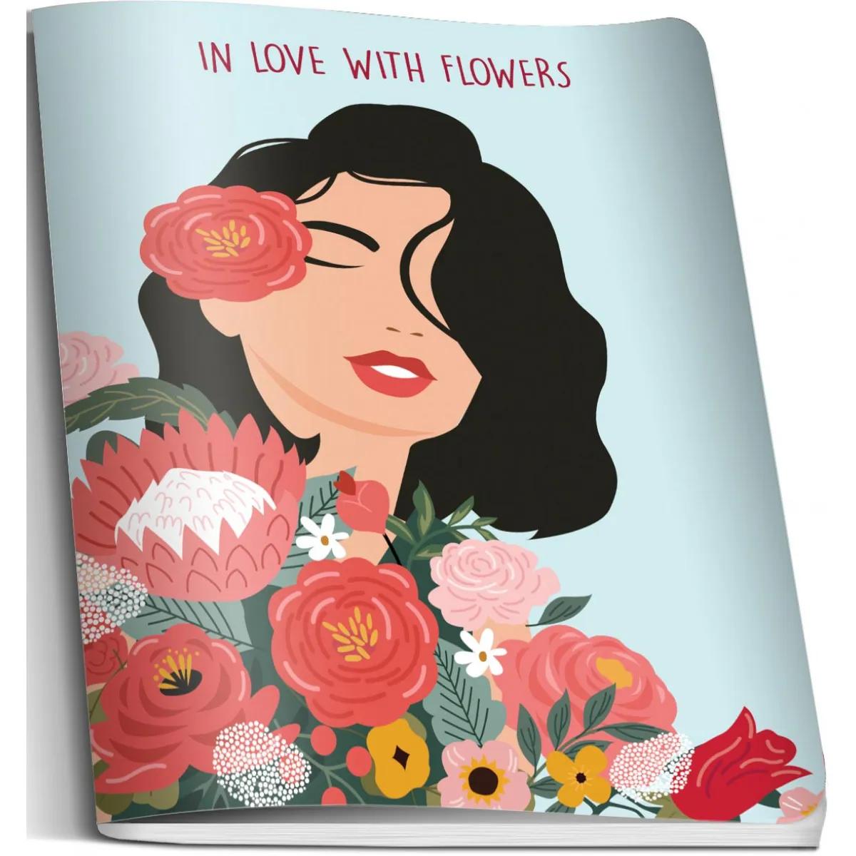 SVESKA A5 KARO IN LOVE WITH FLOWERS 