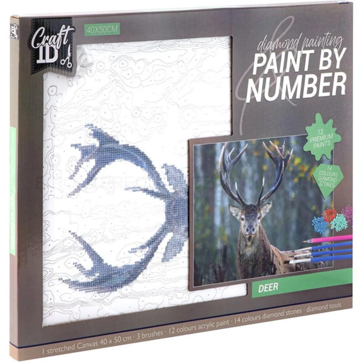 Kreativni set OBOJI PO BROJEVIMA - JELEN 40x50 cm 