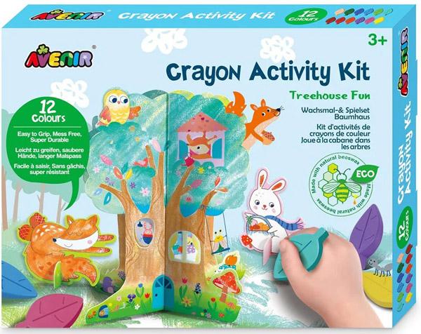 Kreativni set sa 12 voštanih bojica i šablonim 