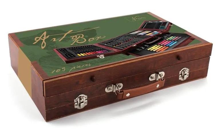 Set za crtanje u drvenoj kutiji 25x38x8 cm NASSAU 103 kom 