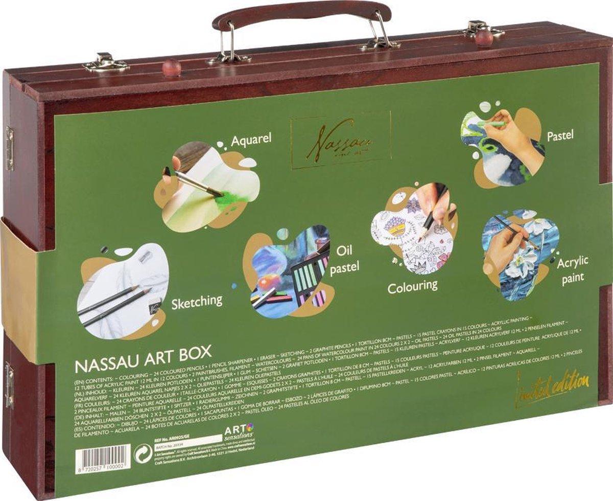 Set za crtanje u drvenoj kutiji 25x38x8 cm NASSAU 103 kom 