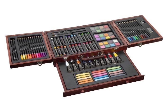 Set za crtanje u drvenoj kutiji 25x38x8 cm NASSAU 103 kom 