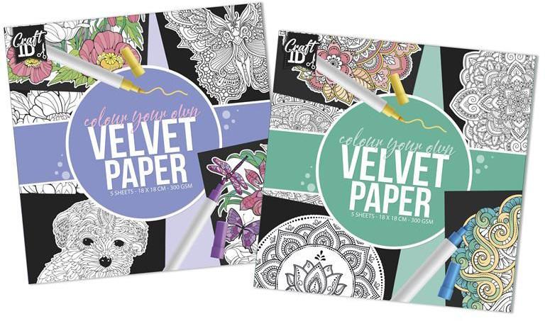 Kreativni set COLOURING PAPER VELVET 18x18cm / DVE VRSTE 