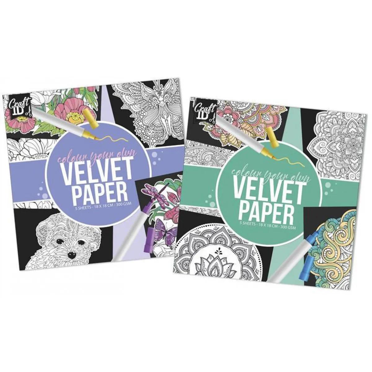 Kreativni set COLOURING PAPER VELVET 18x18cm / DVE VRSTE 