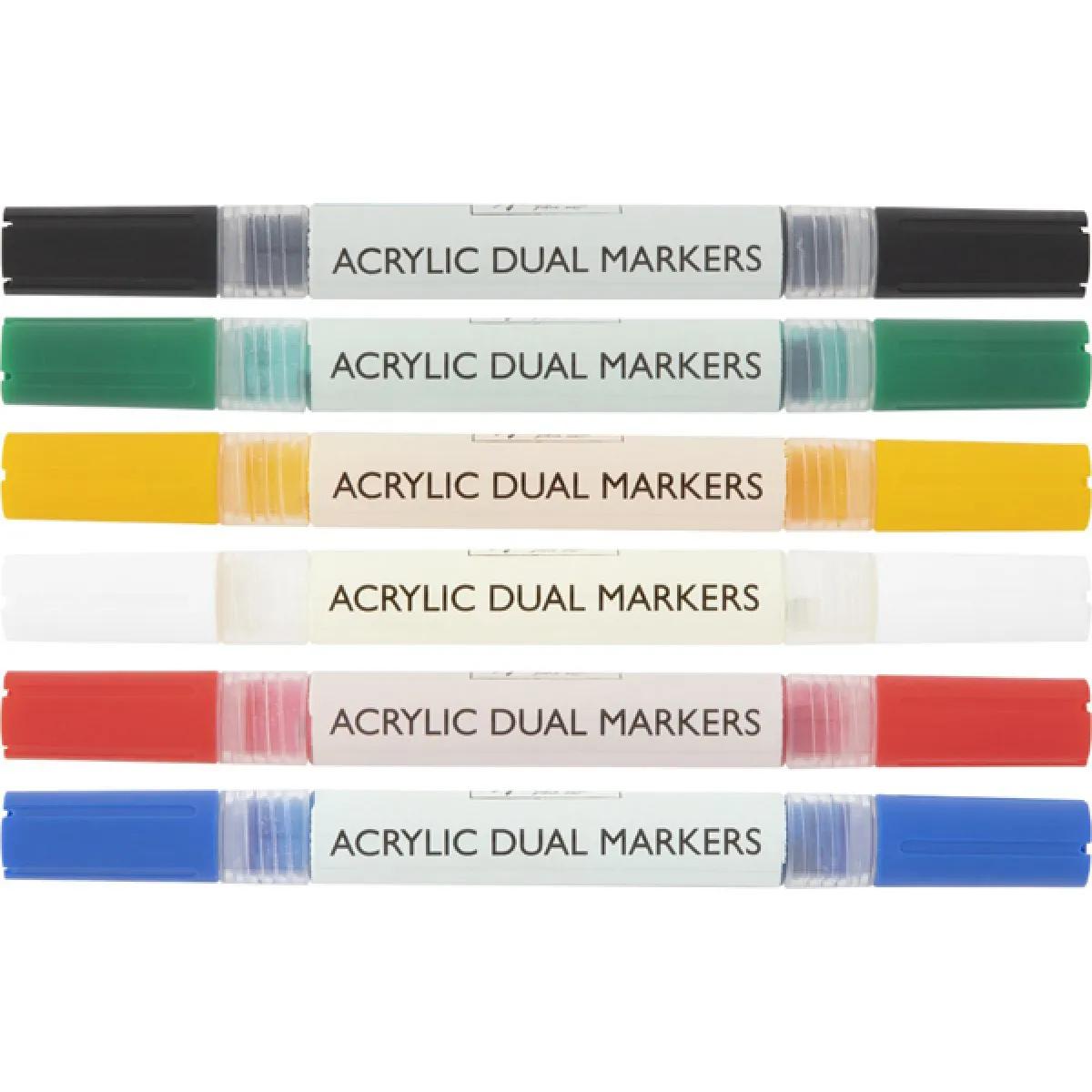 Akrilni markeri za crtanje 6kom DVOSTRANI 