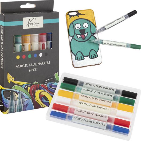 Akrilni markeri za crtanje 6kom DVOSTRANI 