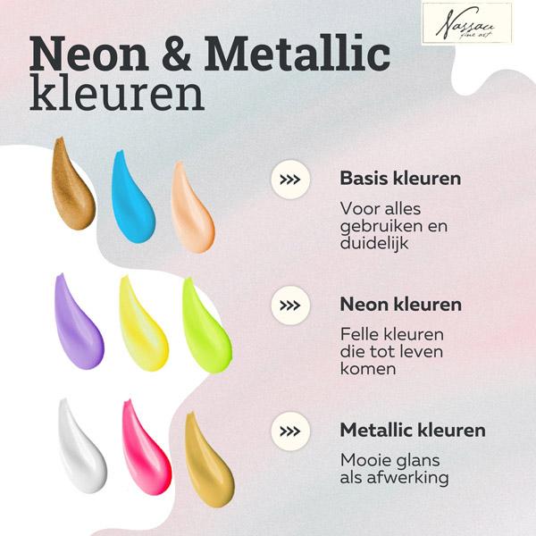 Tempere 18x36ml - ACRYLIC FLUOR & METALLIC 