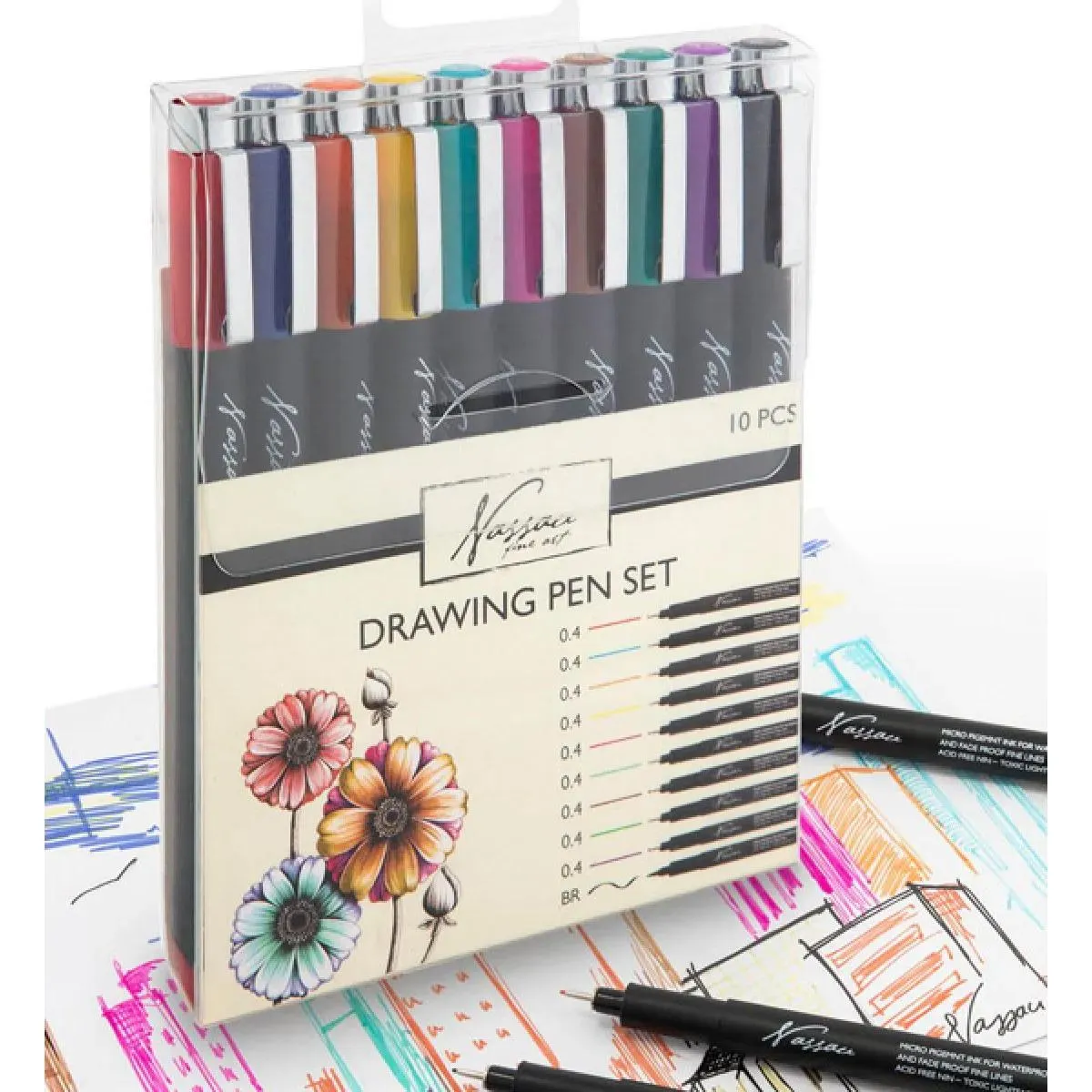 Set 10 markera za crtanje u boji FINELINERS 0,4mm 