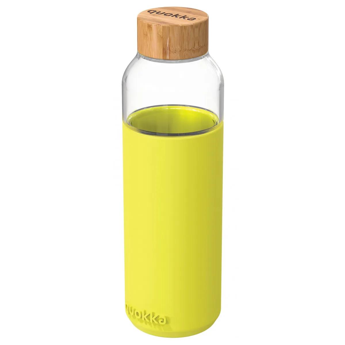 Staklena flašica za vodu QUOKKA NEON ZELENA - 600ml 