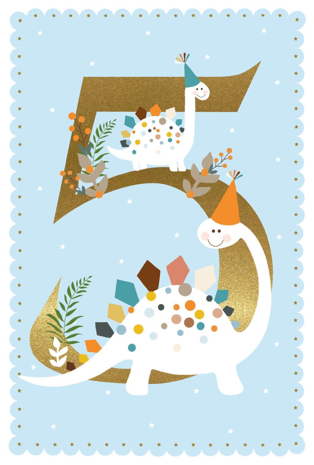 Rođendanska čestitka BLUE DINOSAUR/HAT 