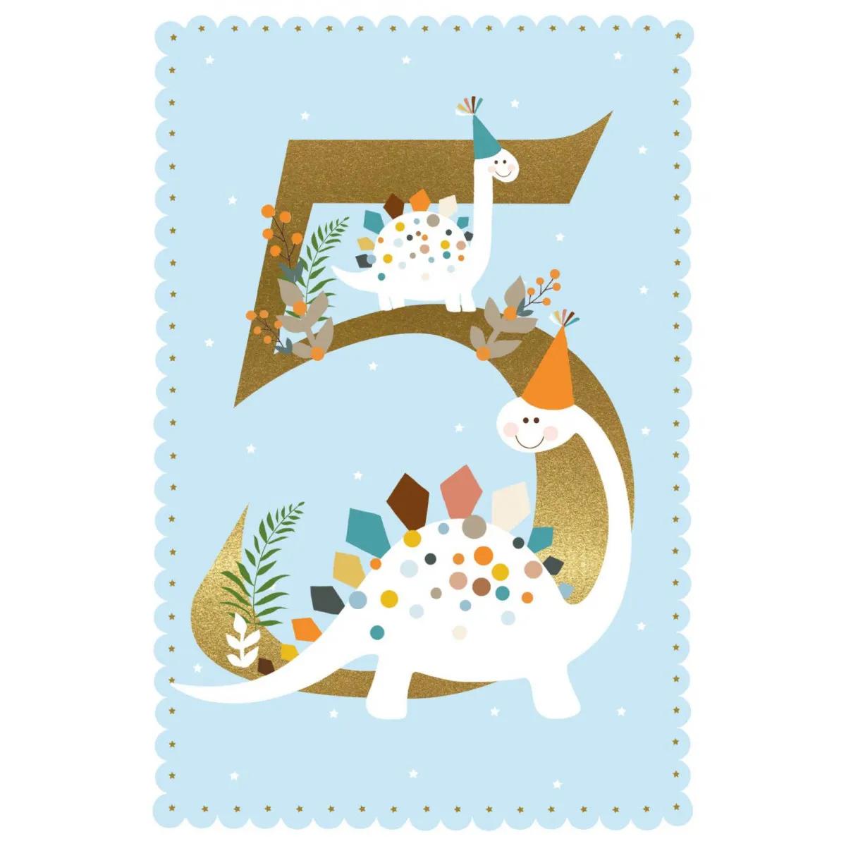 Rođendanska čestitka BLUE DINOSAUR/HAT 