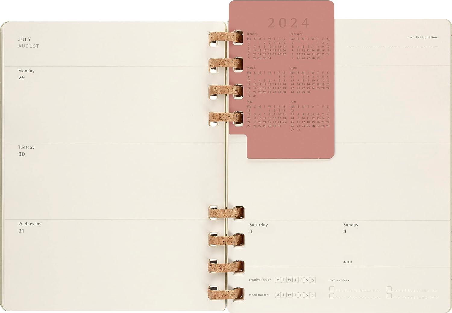 Planer XL MOLESKINE 2024 Crush Kiwi (tvrde korice) 