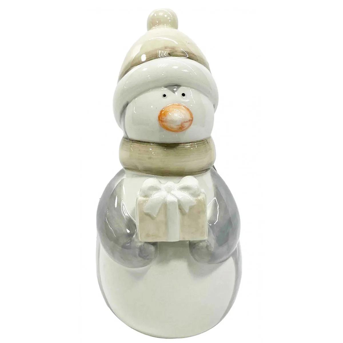 Novogodišnja figurica PINGVIN SA POKLONOM  - KREM 