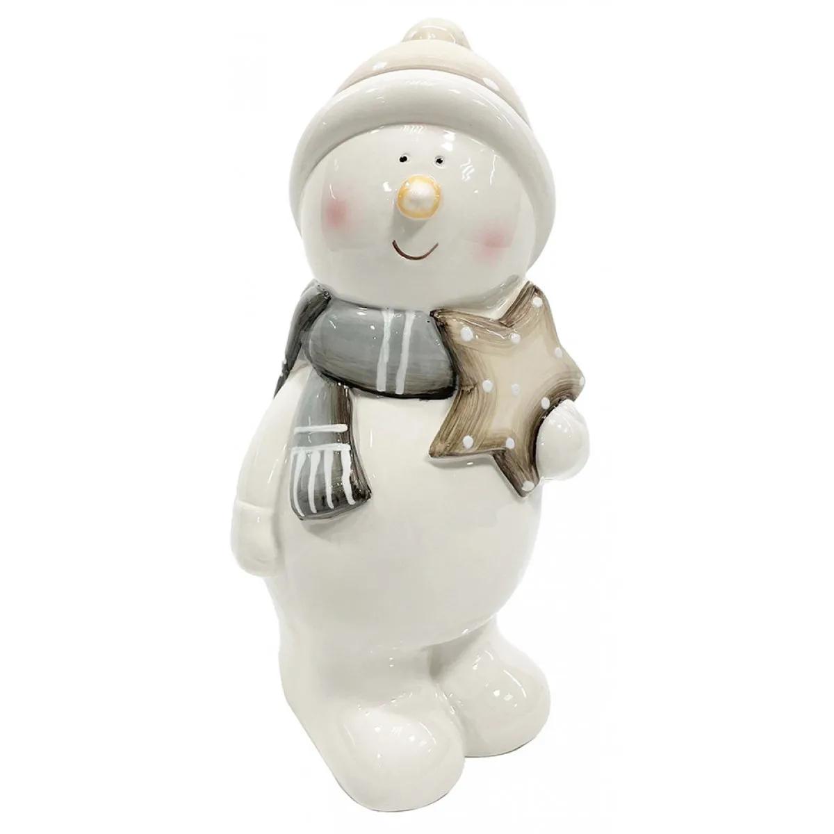 Novogodišnja figurica SNEŠKO SA BRAON ŠALOM - L 