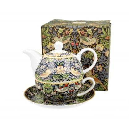 Porcelanski čajnik za jednu osobu STRAWBERRY THIEF BLUE W. MORRIS 