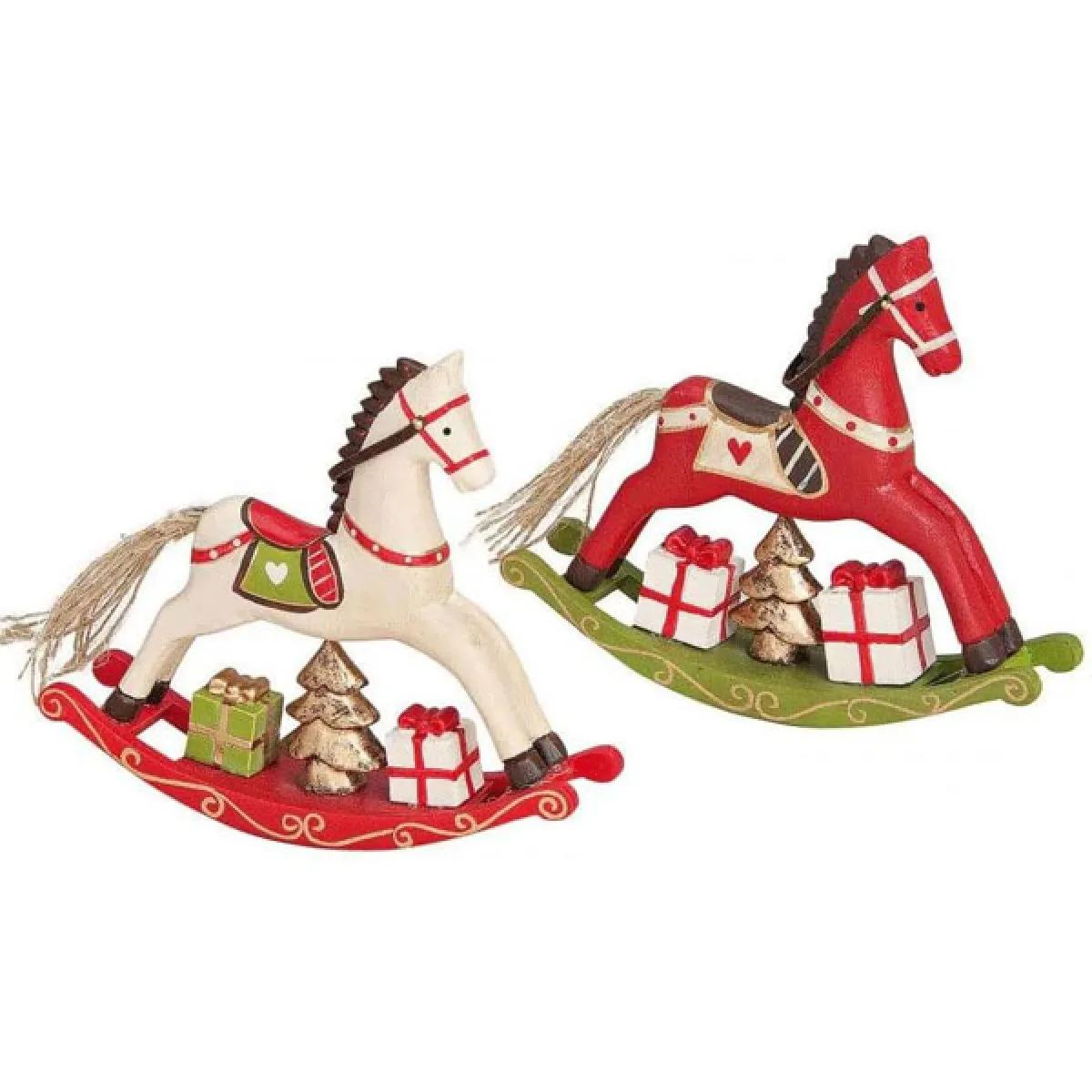 Novogodišnja figura KONJIĆ DRVENI 14cm 