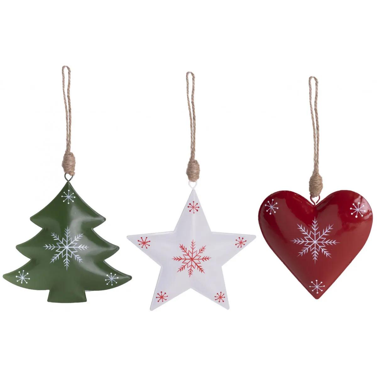 Novogodišnji ukras JELA/SRCE/ZVEZDA / 3 vrste 