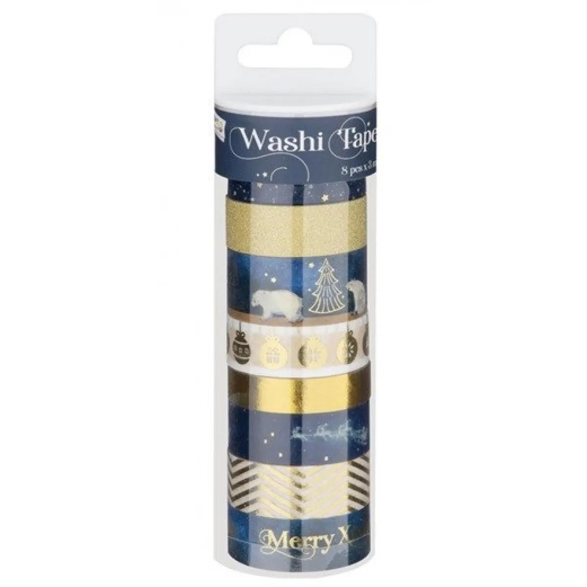 Novogodišnje WASHI trake 300 cm, 8 kom, 2 VRSTE 