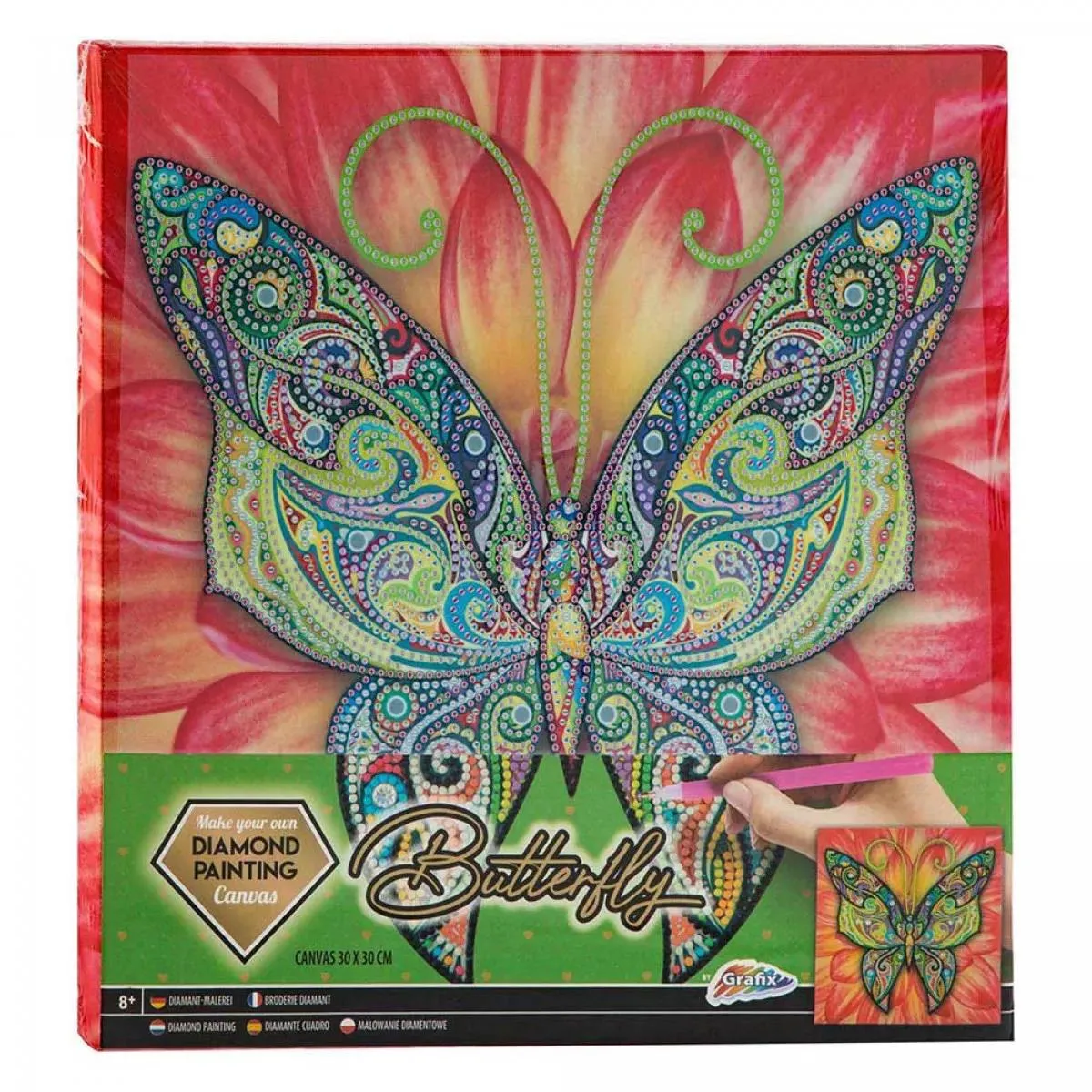 Platno za slikanje cirkonima BUTTERFLY 30x30 cm 