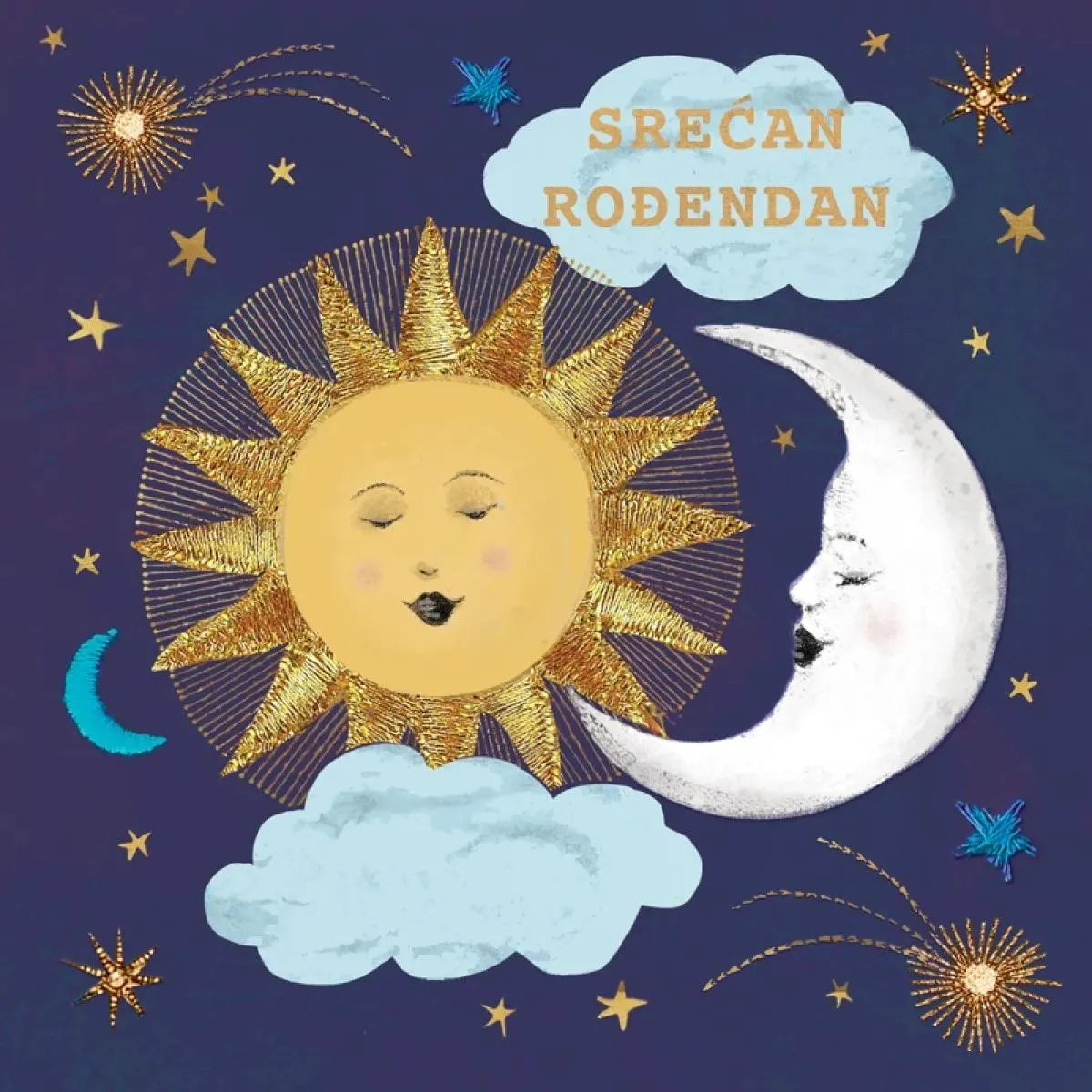 Čestitka SREĆAN ROĐENDAN - SUNCE I MESEC 