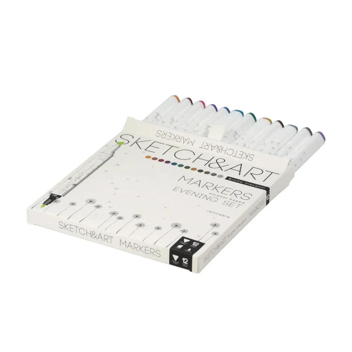 Set dvostranih markera 12 kom SKETCH&ART EVENING Bruno Visconti 