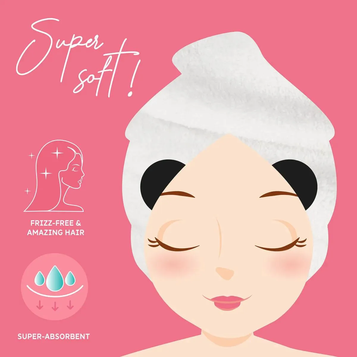 Peškir za glavu turban LOVE MY HAIR - PANDA 