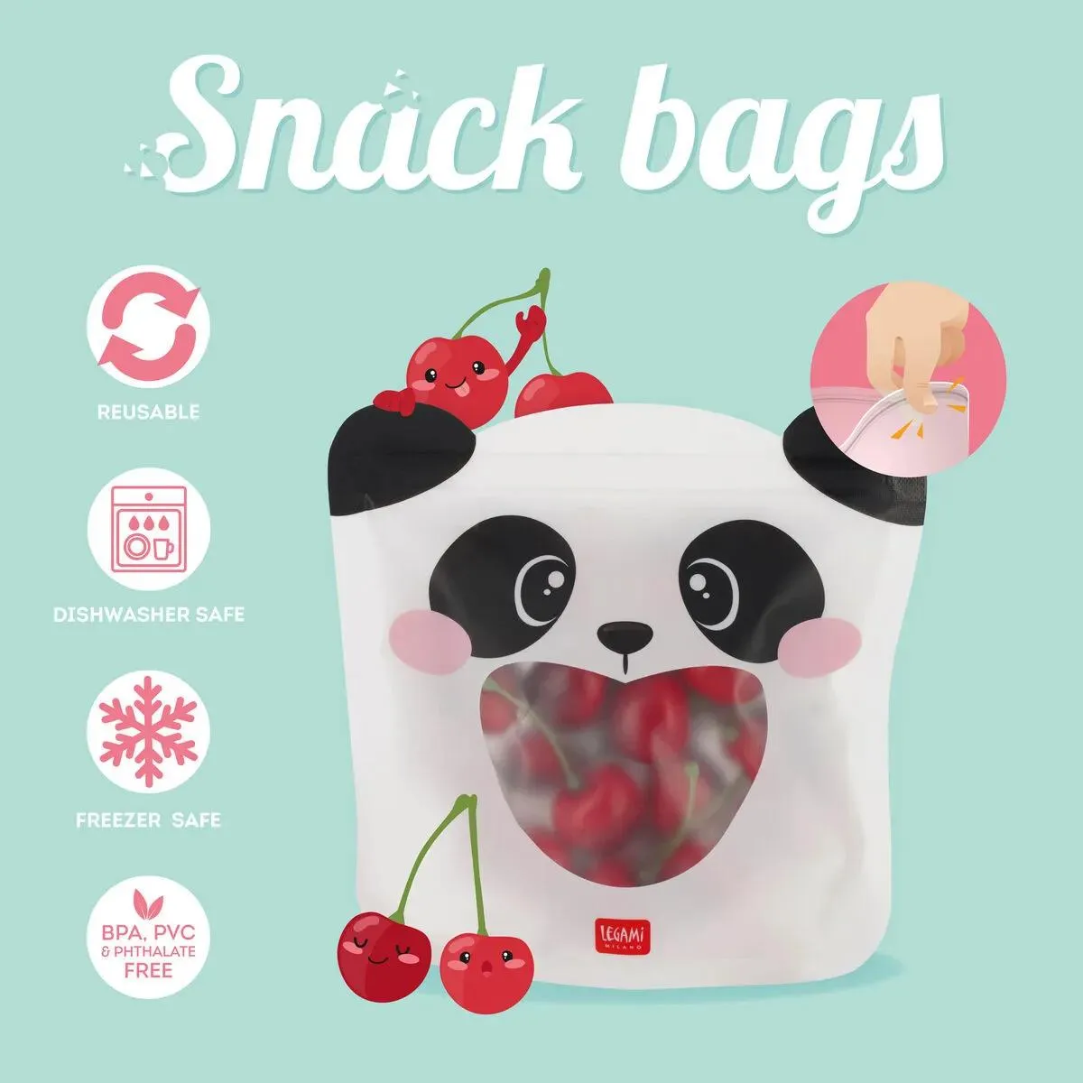Višekratne vrećice za hranu SNACK BAGS - PANDA 